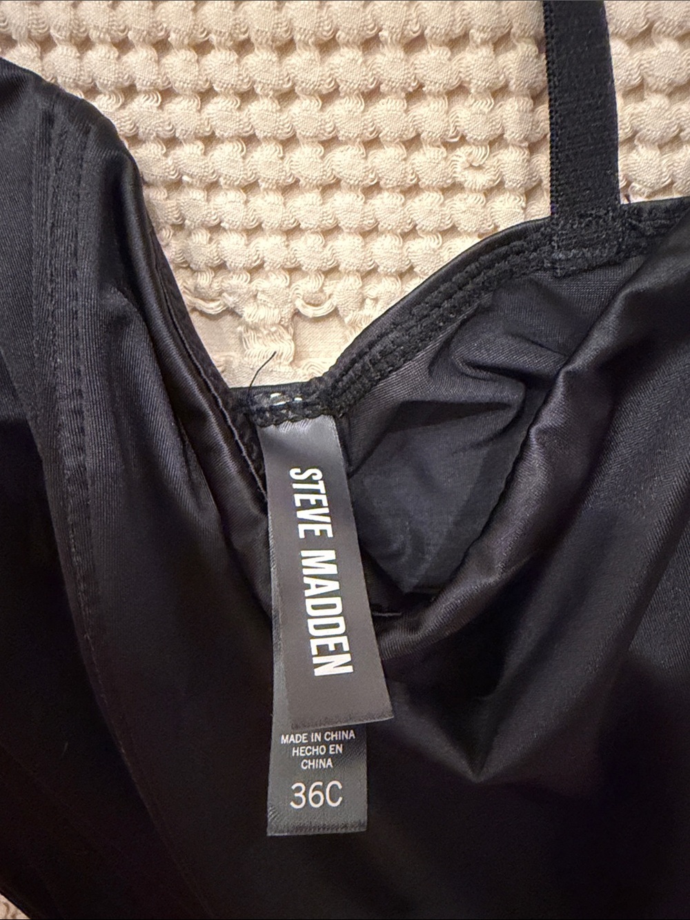 Steve Madden Black Satin Corset Crop Top with Adjustable Studded Straps 36C - Picture 2 of 4